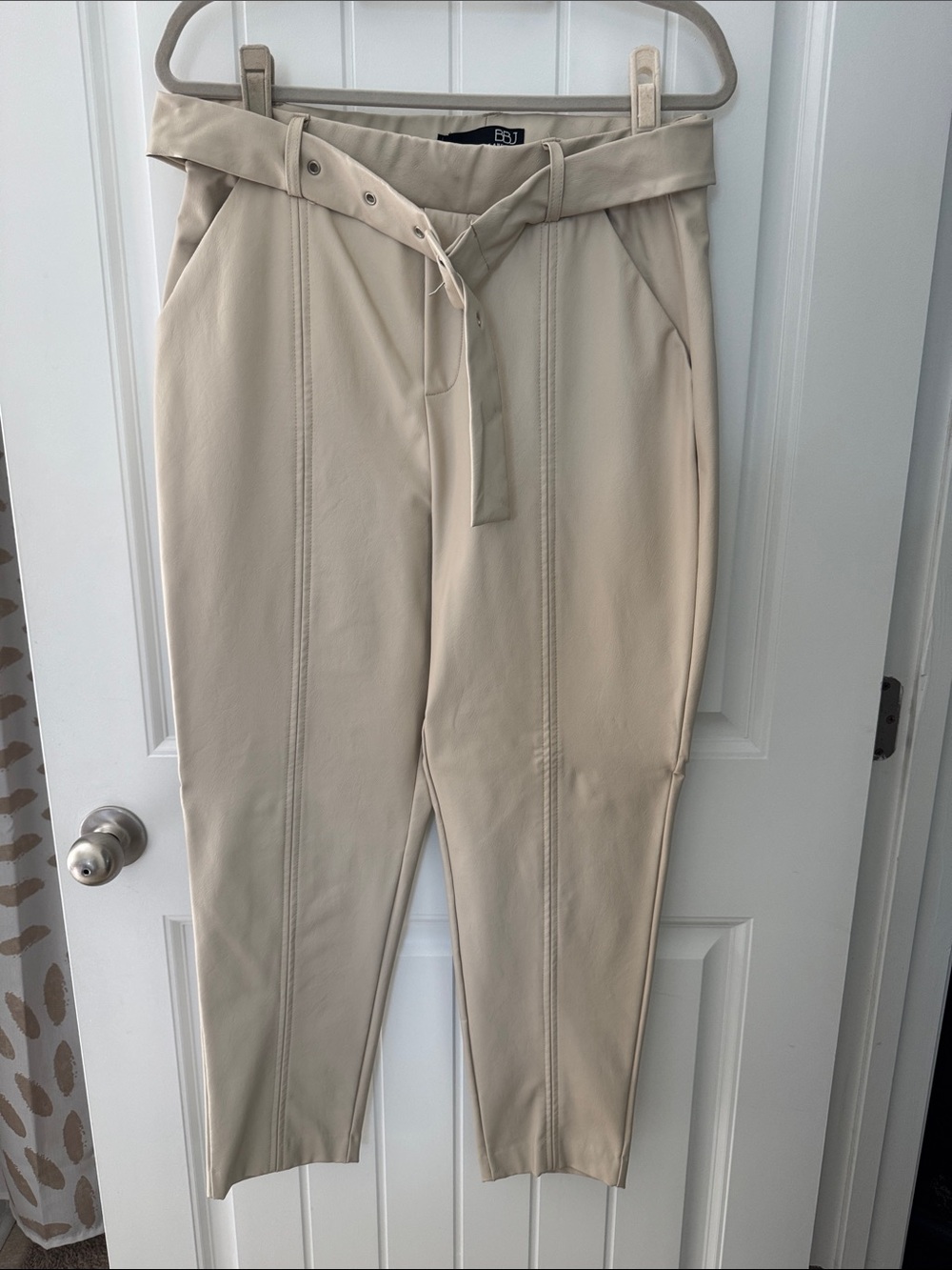 BBJ Los Angeles High-Rise Paperbag Tapered Belted Trousers - Cream